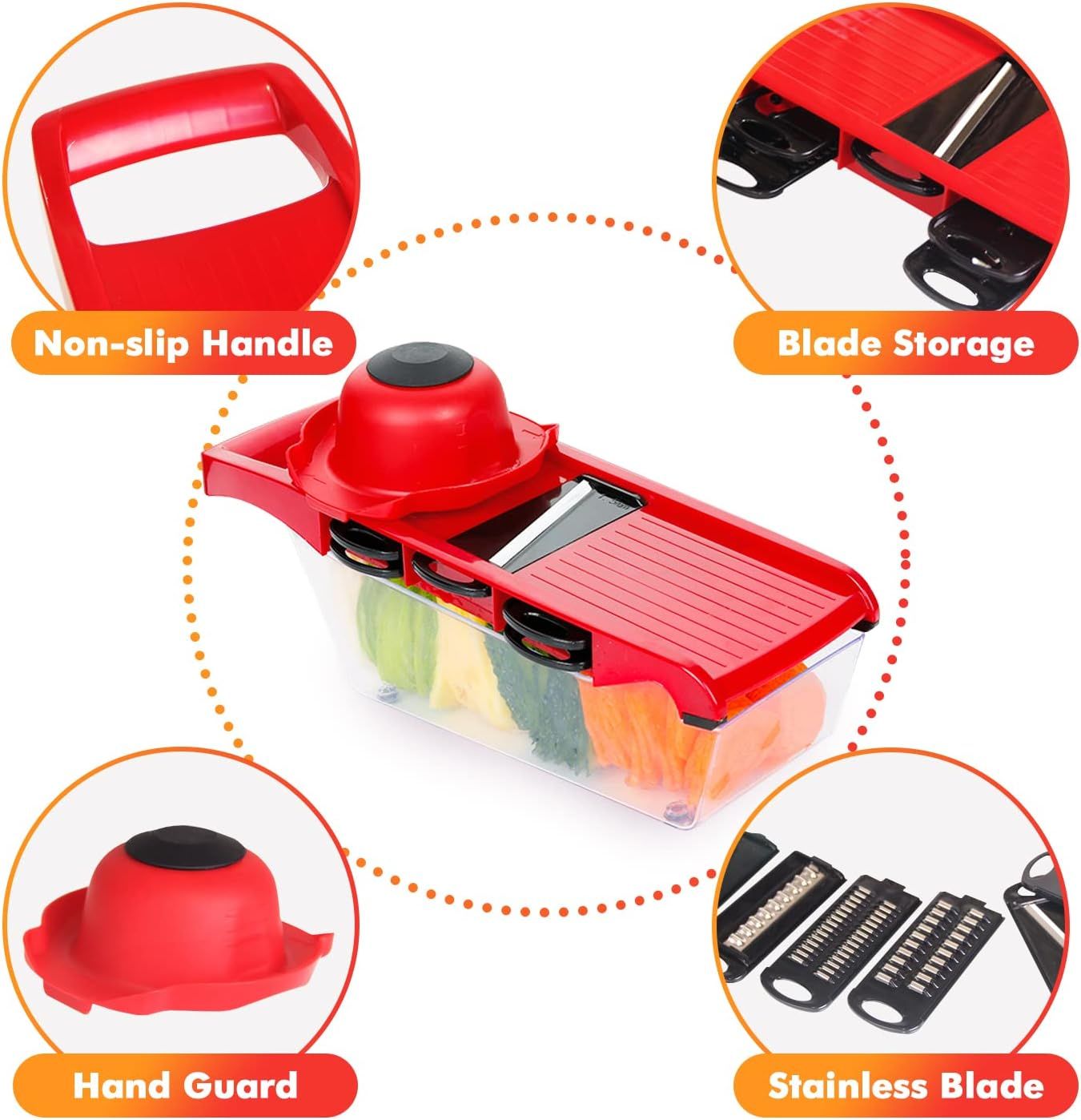 10 in 1 multi function vegetable and fruit chopper mandoline slicer onion potato cheese shredder salad spiralizer cutter veggie grater dicer artifact with vegetable peeler hand guard and container ardrop27177416
