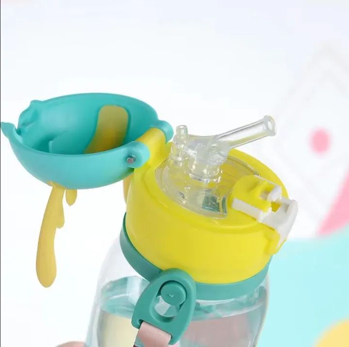 600ml imported quality kids sipper bottle with straw strap and stricker horn design plastic bottle leakproof sipper bottle for boy girl kids ardrop27893053