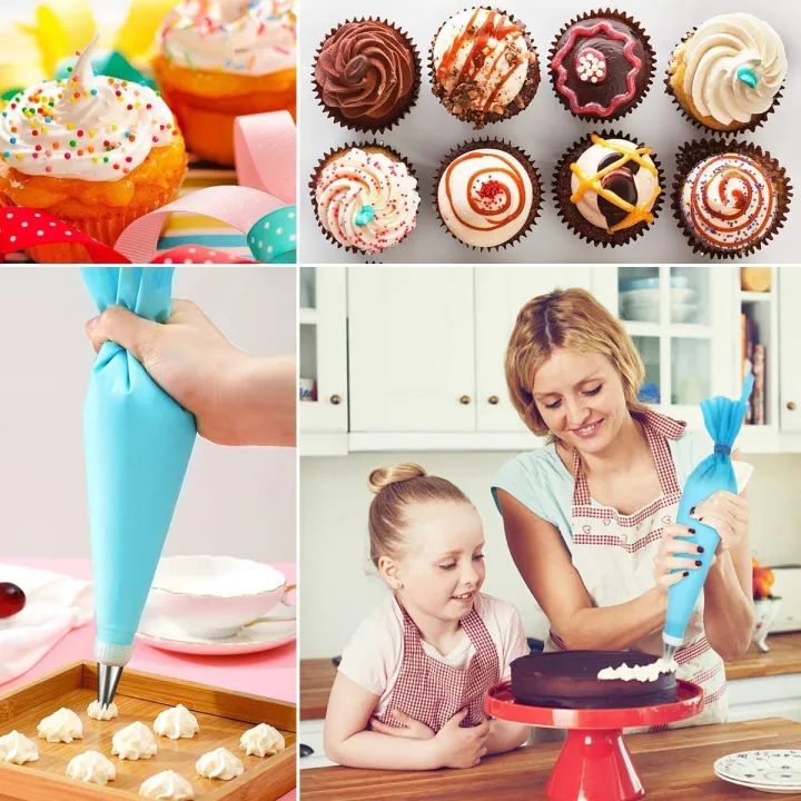Cakeware 15 piece cake decorating set frosting icing piping bag tips with steel nozzles ardrop28035975