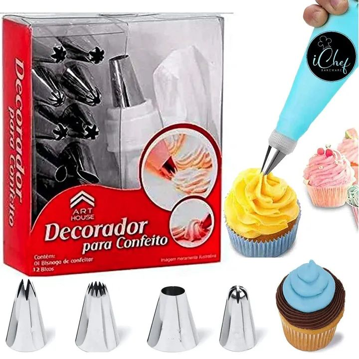 Cakeware 15 piece cake decorating set frosting icing piping bag tips with steel nozzles ardrop28035975