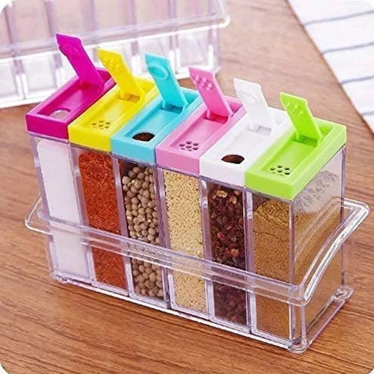 6 piece kitchen decor transparent spice jar set with colorful lids for flavorful seasoning storage kitchen organizer condiment storage kitchen essentials spice kit ardrop28012329