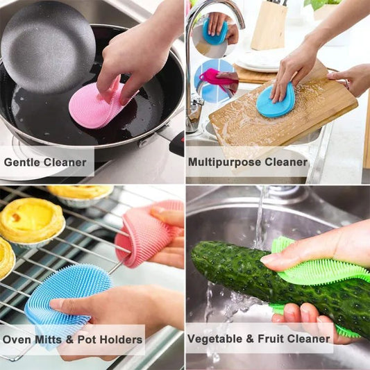 Silicone scrubber silicone sponges multipurpose kitchen scrub brush for dish pot and veggies ardrop27391671